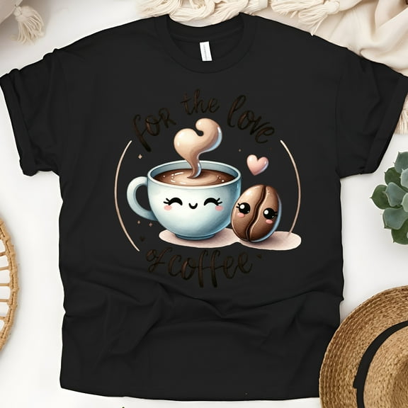 Funny Coffee T-Shirt for Women – “For the Love of Coffee” Tee, Black, Size XL
