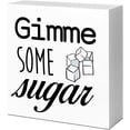 thumbnail image 1 of Funny Coffee Wood Block Signs,Gimme Some Sugar Wooden Box Sign For Home Shelf Kitchen Tabletop Desk Decor,Rustic Kitchen Office Cafe Sign Decor 5x5 Inch, 1 of 5