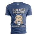 thumbnail image 1 of Funny Coffee and Cats T-shirt I like cats coffee and maybe 3 people Christmas funny gift for her him (Medium Navy Blue), 1 of 7