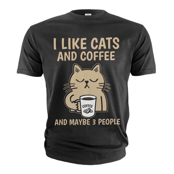 Funny Coffee and Cats T-shirt I like cats coffee and maybe 3 people Christmas funny gift for her him
