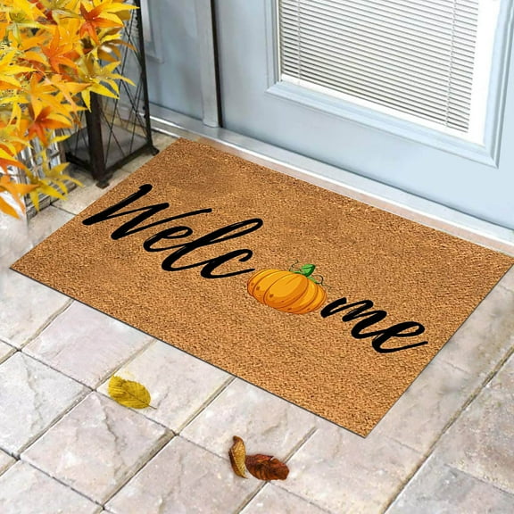Funny Coir Doormat Welcome Fall Autumn Pumpkin Thanks Giving Halloween Mats Welcome Front Porch Patio Mats for The Entrance Way Personalized Rug Novelty Coir Doormat 24 x 16inch