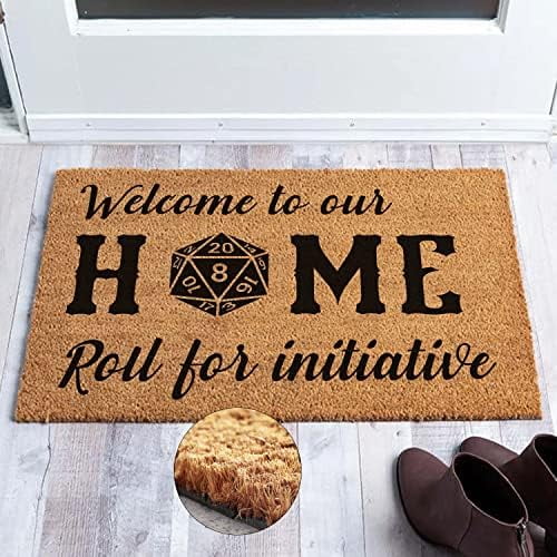 Funny Coir Doormat Welcome to Our Home Roll for Initiative Welcome Front Porch Decor Doormat For The Entrance Way Personalized Rugs Non Slip Entry Mat Coconut Coir Funny Outdoor Mat 23.6 x 15.7 inch