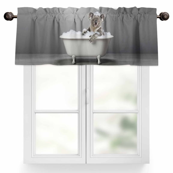 Funny Cola Valances for Windows Bathtub Bathtub Animals Valance Curtains Rod Pocket Bathroom Small Window Treatments for Kitchen Living Room Bedroom, 42"x12"