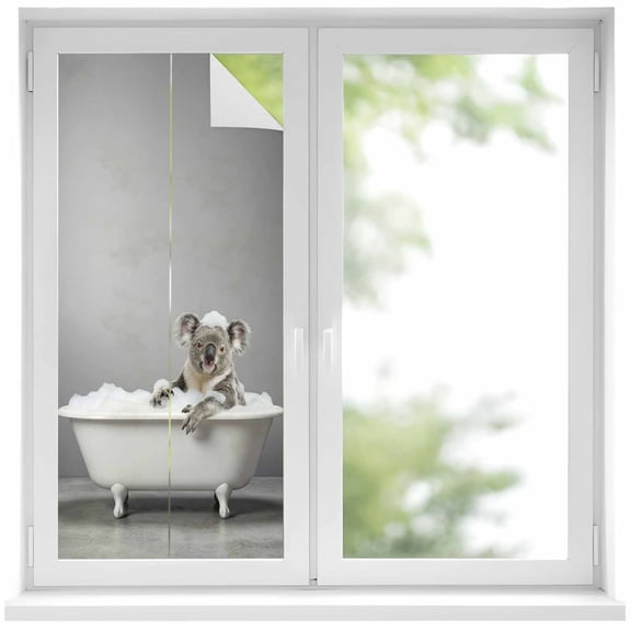 Funny Cola Window Privacy Film, Bathtub Bathtub Animals Frosted Glass Window Clings Static Cling UV Heat Blocking Reusable Door Sticker for Bathroom 19.6 x 39.3 Inch