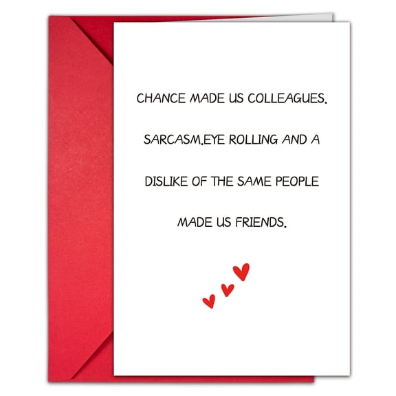 Funny Colleagues Greeting Card "Chance Made Us Colleagues" Sarcasm & Friendship Theme Envelope Included, Blank Inside Perfect for Work Friends, Coworkers, and Office Humor