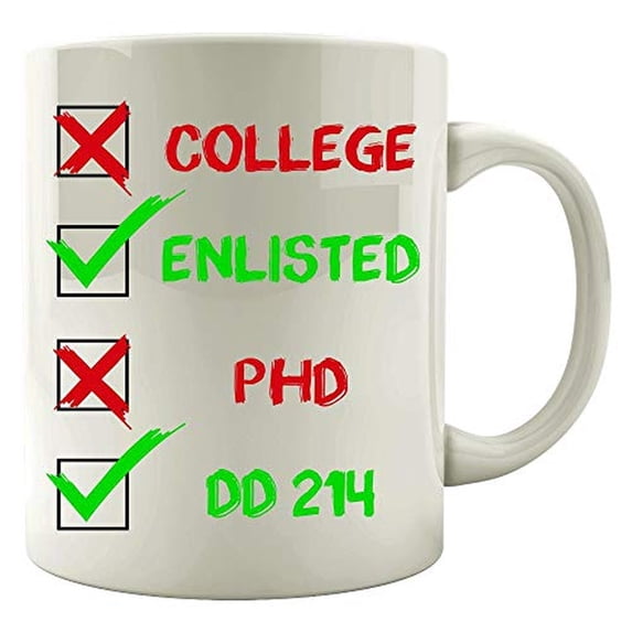 Enlisted PHD 11 oz Coffee Mug - Humorous College Gift White Ceramic