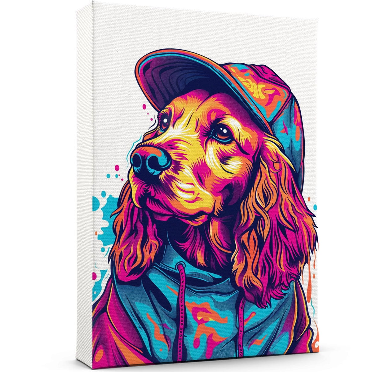 Funny Colorful Animal Canvas Wall Art Print Paintings - English Cocker ...