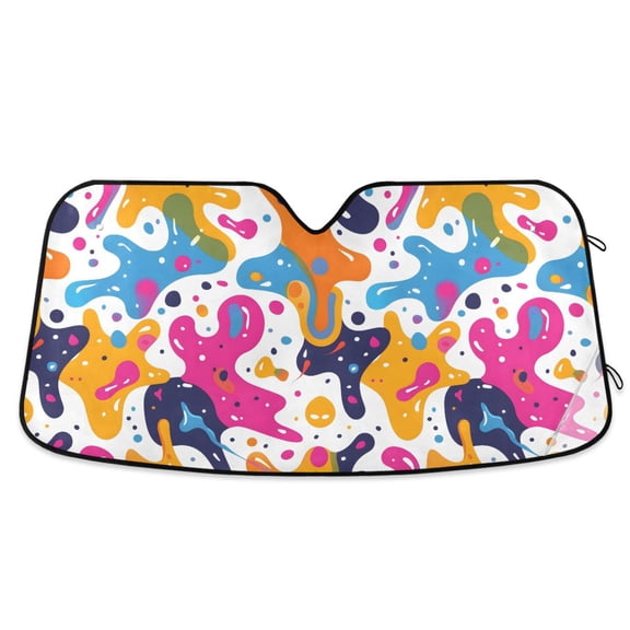 Funny Colorful Blobs Car Windshield Sun Shade Foldable Car Front Window Visor Heat and UV Protection 53x23.5