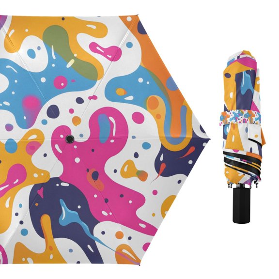 Funny Colorful Blobs Compact Sun Umbrella Windproof Travel Umbrellas for Rain Strong Portable UV Protection