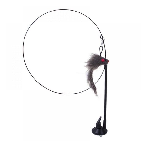 Funny Colorful Cat Stick Toys with Strong Suction Cups Dual Purpose Long Pole,Cat Teaser Rods,Gray