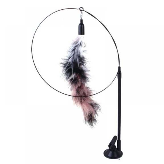 Funny Colorful Cat Stick Toys with Strong Suction Cups Dual Purpose Long Pole,Cat Teaser Rods,Gray
