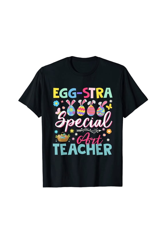 Funny Colorful Easter Art Teacher T-Shirt for Creative Celebrations