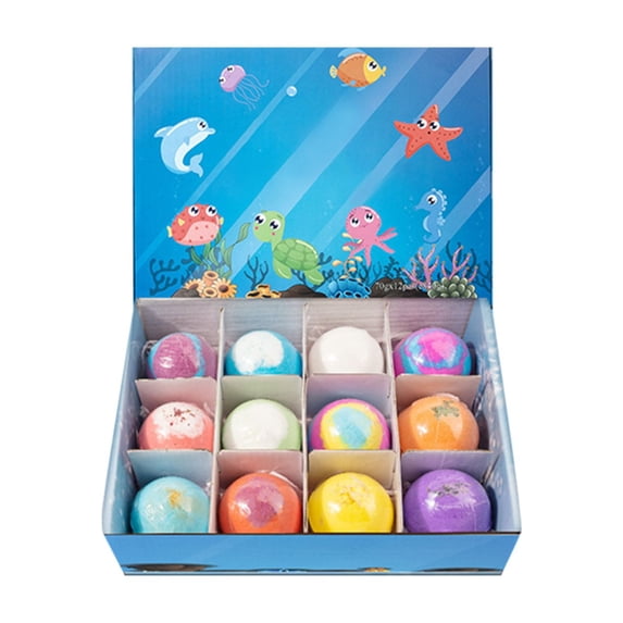 Funny Colorful Handmade Bath Bomb Set, 12 Pack with Hidden Surprise Figurines