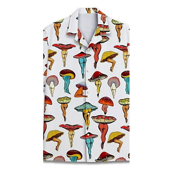 Funny Colorful Mushroom Hawaiian Shirts for Men Casual Womens Hawaiian Shirt for Men Hawaiian Shirts Short Sleeve