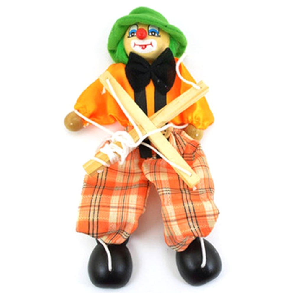 Funny Colorful Pull String Puppet Clown Wooden Marionette Handcraft ...