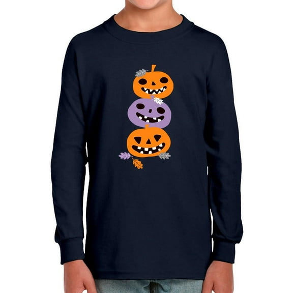 Funny Colorful Pumpkin Stack Long Sleeve Toddler -Image by Shutterstock,  4 Toddler
