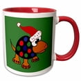 thumbnail image 1 of 3drose, Funny Colorful Spotted Turtle in Santa Hat Christmas Art, 15oz Two-tone Red Mug, 1 of 6