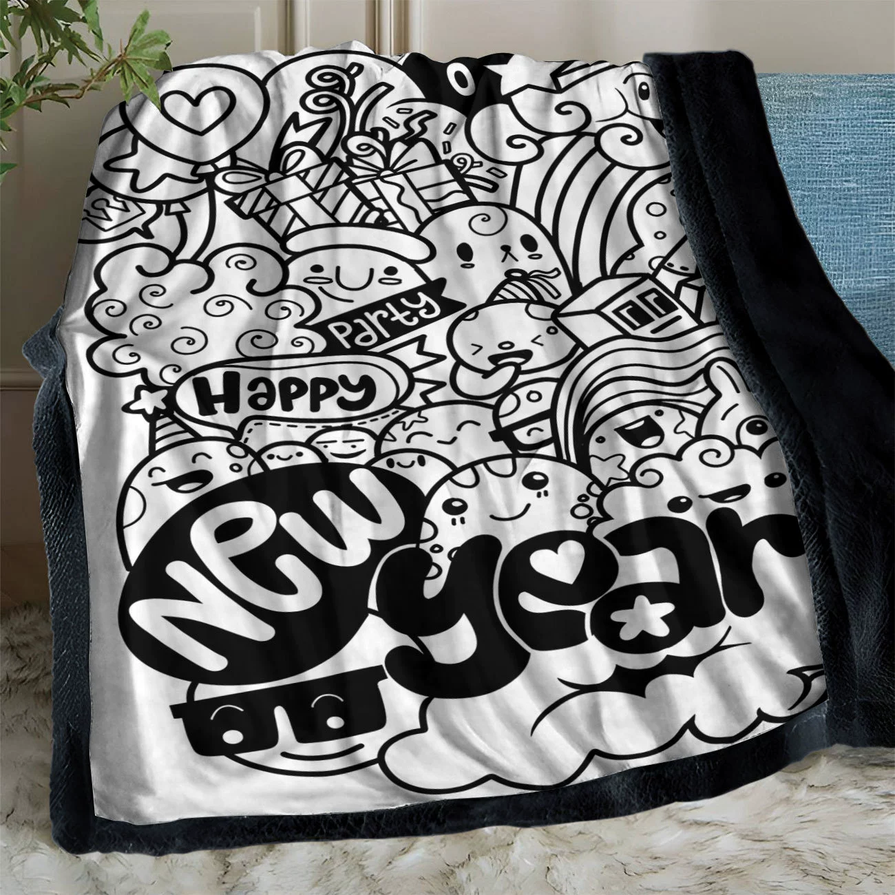 Funny Coloring Blankets with 24 Markers, Snuggle Color Sketch Blankets & Reusable Doodle Mat, Creative DIY Art Blanket for Teens Adults Activity Play, Halloween Blankets Birthday Gift for Boys Girls