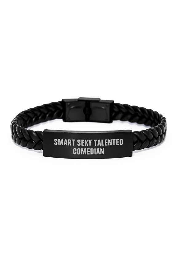 Funny Comedian Gifts for Men from Friends - Interlaced Leather Bracelet for Birthday Celebrations, Smart Sexy Talented Comedian Quote, Stainless Steel and PU Leather Combination