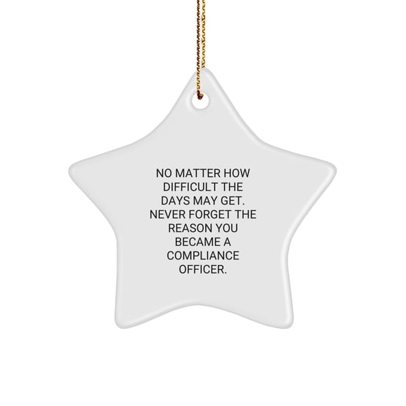 Funny Compliance Officer Gifts for Men Women Friends Coworkers, Compliance Officer Star Ornament with Inspirational Quote, Christmas Unique Gifts from Friends Family, Compliance Officer Office Decor