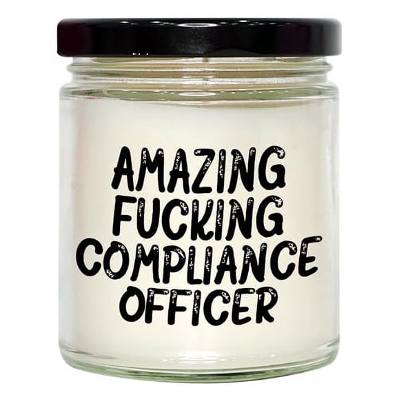 Funny Compliance Officer Gifts for Birthday - 9oz Vanilla Soy Candle with Black Lid, Sublimation Printed Label