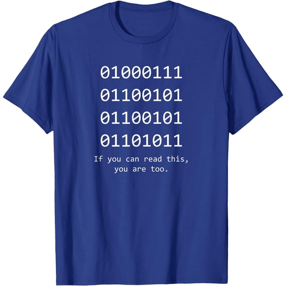 Funny Computer Binary Code Programmer Developer Geek Softstyle Unisex T-Shirt,Royal Blue Color,Size XL