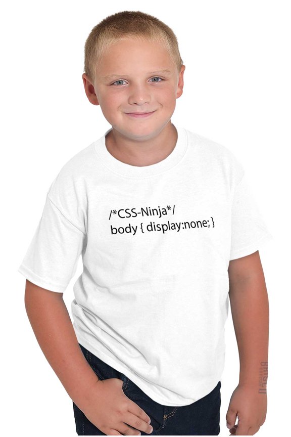Funny Computer Coding Joke CSS Ninja Crewneck T Shirts Boy Girl Teen Brisco Brands X