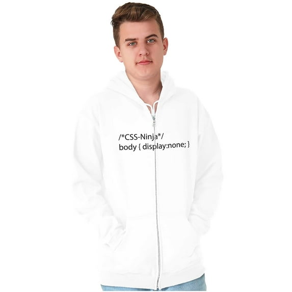 Funny Computer Coding Joke CSS Ninja Zip Up Hoodie Men's Women's Brisco Brands S