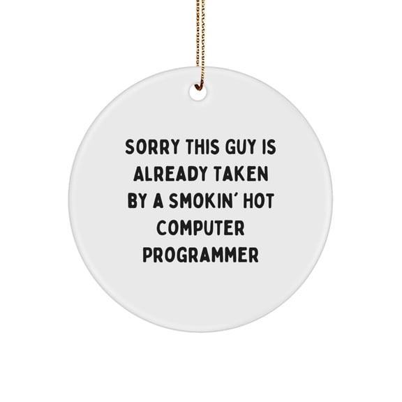 Funny Computer Programmer Circle Ornament Gifts from Friends, Gifts for Computer Programmer Men, Unique Christmas Decorations for Home Office Desk
