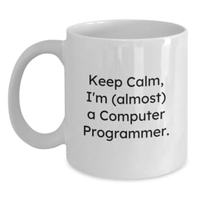 Funny Computer Programmer Gifts from Friends, Gifts for Men, White Coffee Mug, I'm (almost) A Computer Programmer.