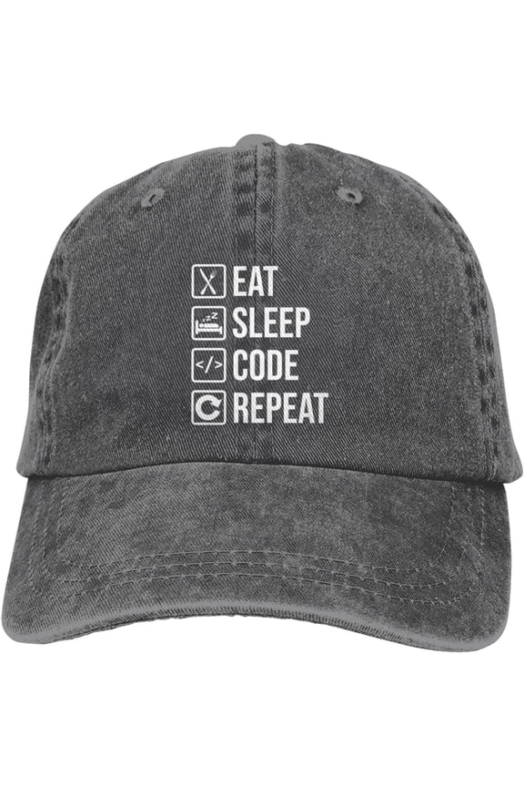 Funny Computer Programmer Saying Eat Sleep Code Gifts Hat Men Women Baseball Hat Vintage Caps Graphic Hats Black