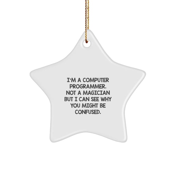 Funny Computer Programmer Star Ornament Gifts from Friends for Men, Christmas Unique Star Ornaments for Computer Programmer's Desk