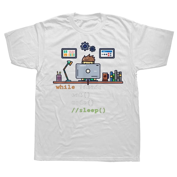 Funny Computer Science Python Programmer Eat Code Sleep T Shirts Graphic Cotton Streetwear Short Sleeve Birthday Summer T-shirt