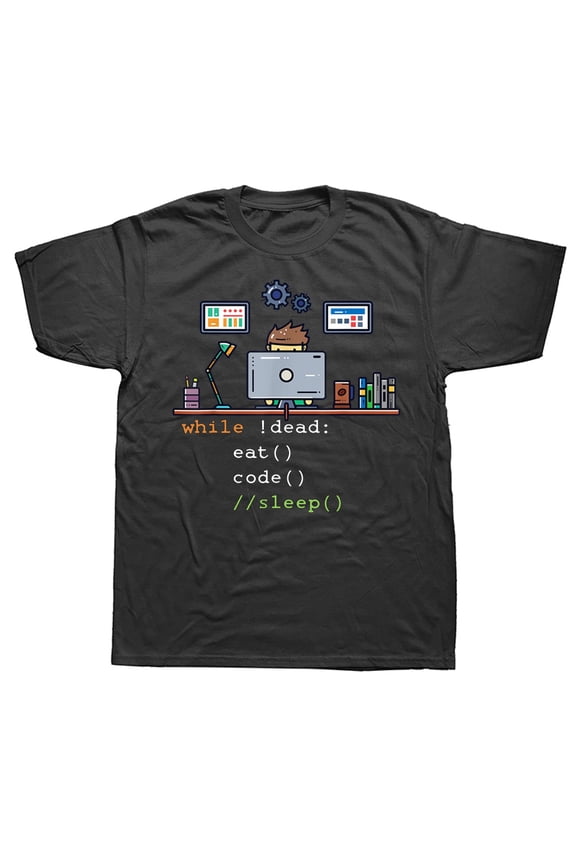 Funny Computer Science Python Programmer Eat Code Sleep T Shirts Graphic Cotton Streetwear Short Sleeve Birthday Summer T-shirt