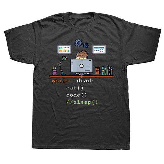 Funny Computer Science Python Programmer Eat Code Sleep T Shirts Graphic Cotton Streetwear Short Sleeve Birthday Summer T-shirt