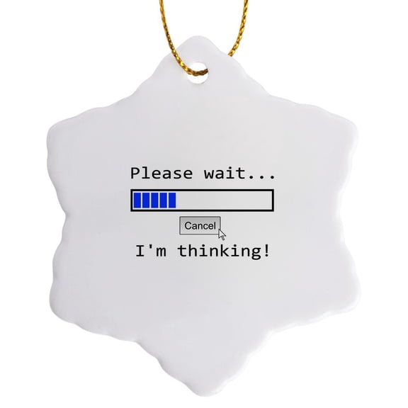 3drose, Funny Computer Software Bug Illustration - Click on the Button - White, 3 inch Snowflake Porcelain Ornament