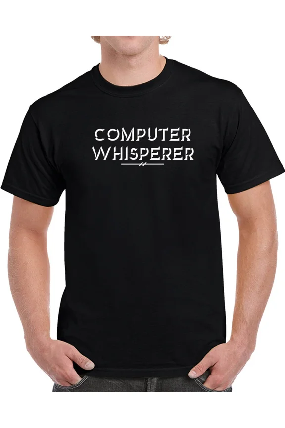 Funny Computer Whisperer Tech Lovers Geek Humor IT Job Title Unisex T-Shirt, up to Size 5XL