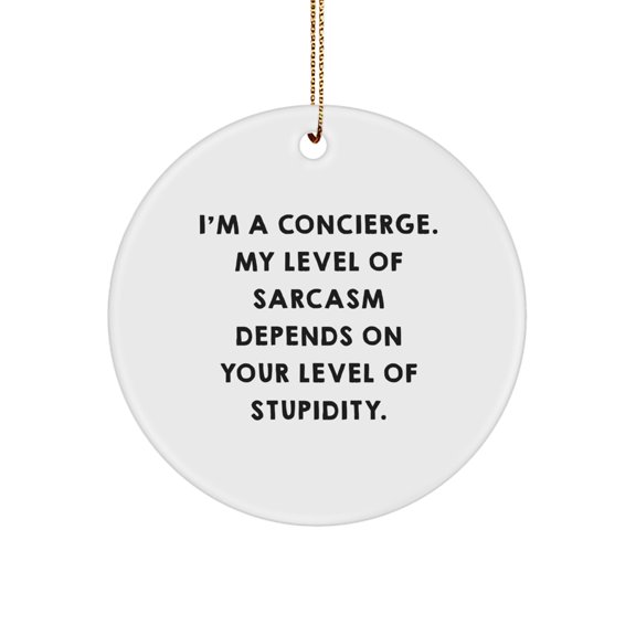 Funny Concierge Gifts from Friends and Family, I'm A Concierge. My Level Of Sarcasm Depends On Your Level Of Stupidity., Circle Ornament for Christmas
