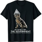 Funny Conspiracy Cat Tin Foil Hat Government T-Shirt Free Shipping