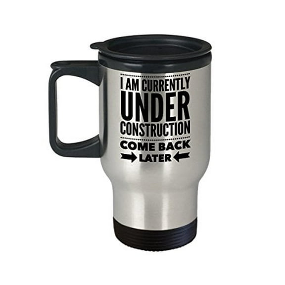 Funny Construction Worker Coffee Mug - Stainless Steel 14 oz Travel Cup Gift for Builders