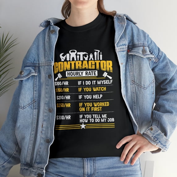 Funny Contractor Hourly Rate Price Chart Labor Day T-Shirt