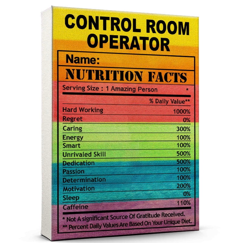 Funny Control Room Operator Nutrition Facts Canvas Wall Art, Colorful ...