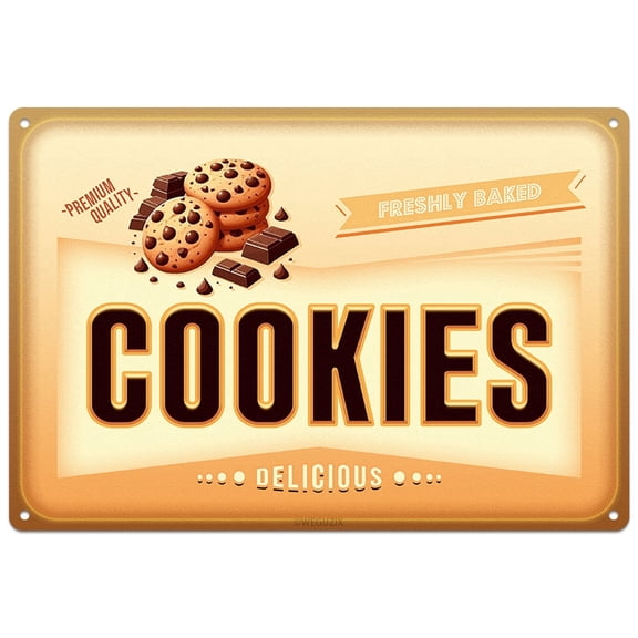 Funny Cookies Metal Sign Retro Food Snacks Tin Signs Wall Art Poster Wall Decor for Home Bar Kitchen Coffee Corner Playroom Cinema Cafe Restaurant 12x8 Inch Aluminium Hanging Plaque