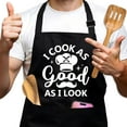 thumbnail image 1 of Funny Cooking Aprons for Men, I Cook As Good As I Look Black Chef Apron, Adjustable Grilling Baking BBQ Apron with Pockets, Birthday Gifts for Dad Husband, Humor Cooking Gifts for Chef Friend, 1 of 6