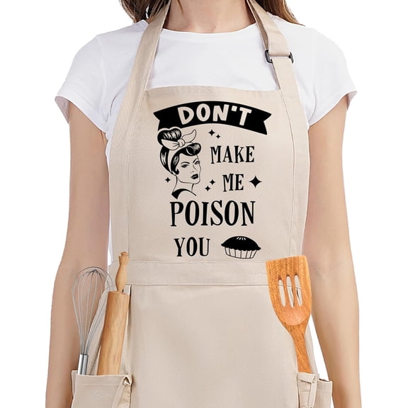 Funny Cooking Aprons for Women with Pockets, Sarcastic Womens Aprons for Kitchen Cooking Humor - Fun Mothers Day, Birthday, Cute Baking Gifts for Mom, Wife, Baker, Chef, Retro Housewife