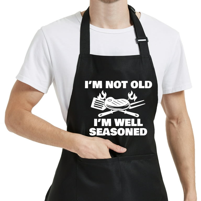 Funny Cooking Aprons for Men with Pockets Mens Aprons for Grilling BBQ Grill Chef Apron for Men Gift for Dad Husband Christmas Birthday