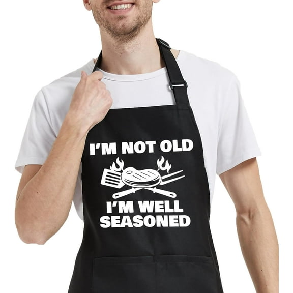 Funny Cooking Aprons for Women Men with Pocket, Grill Apron with Adjustable Neck Strap, Birthday Gift for Dad Mom