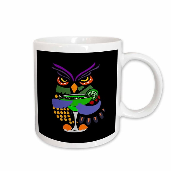 3drose, Funny Cool Artsy Owl Drinking Margarita Drink, 11oz Mug