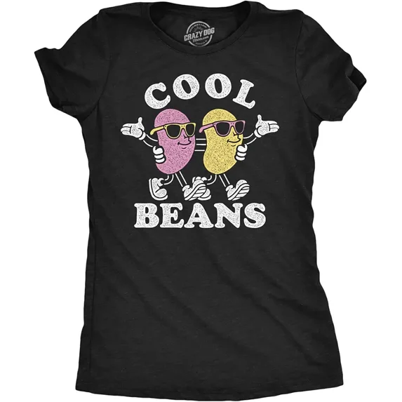 Funny Cool Beans Cartoon Graphic for Women Casual Short Sleeve T-Shirt