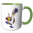 thumbnail image 1 of 3drose, Funny Cool Blue-footed Booby Bird Drinking Coffee Cartoon, 11oz Two-tone Green Mug, 1 of 6
